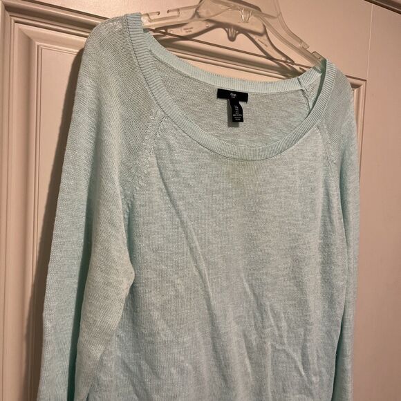Gap Sweater Women's Large Mint Green Summer Lightweight Raglan sleeve Cotton - Picture 3 of 8